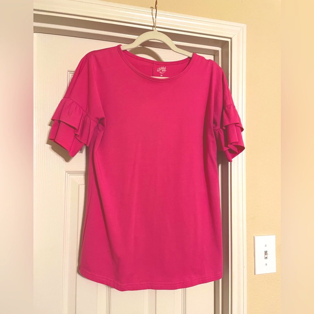 Pink Ruffle Sleeve Top